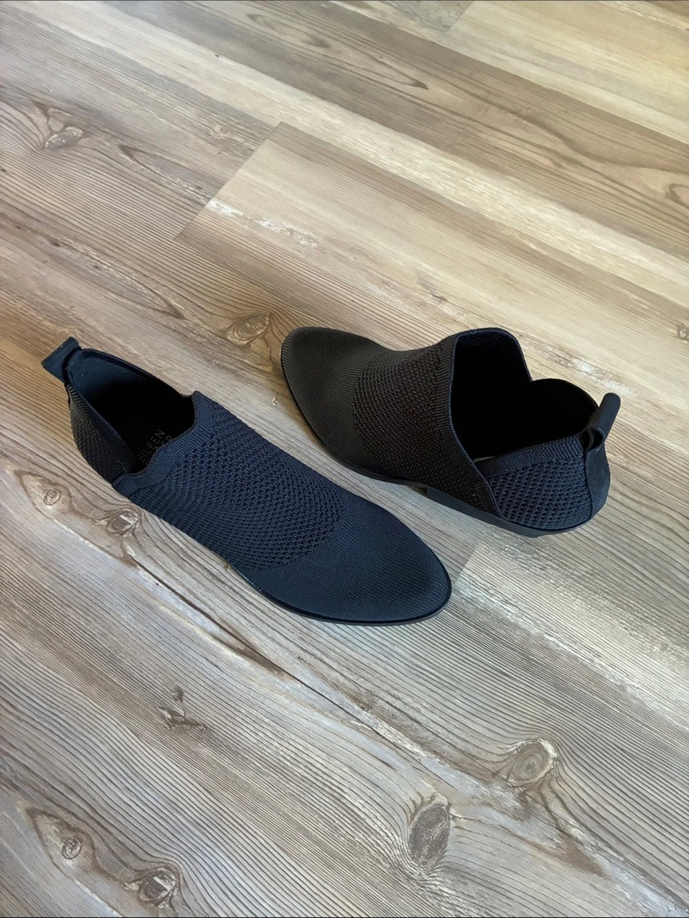 Eileen Fisher Joss Knit Ankle Boot Black Slip On Womens 6.5 Ankle Bootie